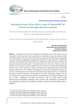 Interpretive route of the historic center of C&aacute;ceres/MT, for tourism