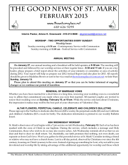 THE GOOD NEWS OF ST. MARK - St. Mark Lutheran Church, Clifton