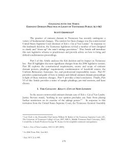 Changing With The Times: Eminent Domain Practice In Light of