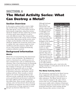 the metal Activity series: What can destroy a metal?