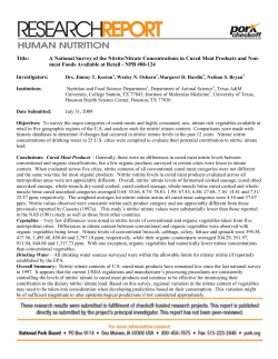 A National Survey of the Nitrite/Nitrate Concentrations in Cured Meat