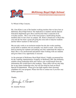 To Whom It May Concern, Ms. Gina Kline is one of