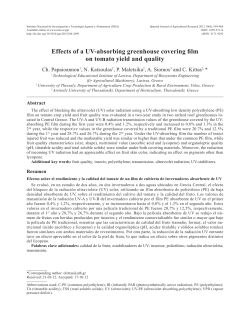Effects of a UV-absorbing greenhouse covering film on tomato yield