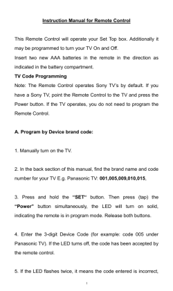 Instruction Manual For Remote Control Tv