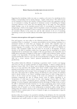 By Elise Aru Suggesting that translating is ludic can come as a