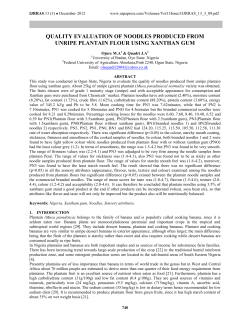 quality evaluation of noodles produced from unripe plantain flour