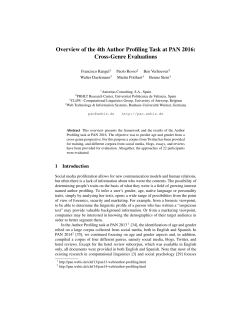 Overview of the 4th Author Profiling Task at PAN 2016: Cross