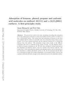 Adsorption of benzene, phenol, propane and carbonic acid