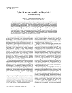 Episodic memory reflected in printed word naming