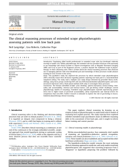 The clinical reasoning processes of extended scope