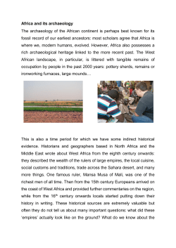 Africa and its archaeology The archaeology of the African continent