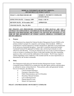 PP89 Incident Command - The Medical University of South Carolina