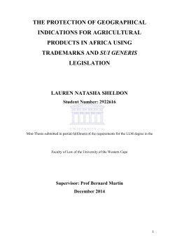 THE PROTECTION OF GEOGRAPHICAL INDICATIONS