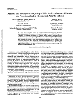 Arthritis and Perceptions of Quality of Life: An
