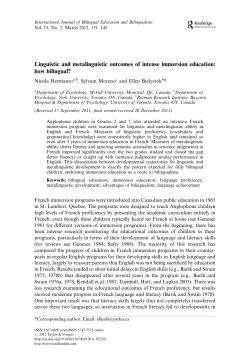 Linguistic and metalinguistic outcomes of intense