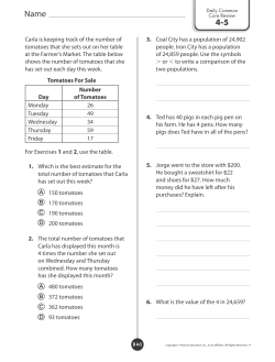 Carla is keeping track of the number of tomatoes that she sets out on
