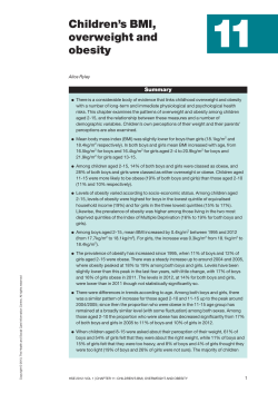 2012: Chapter 11, Children`s BMI, Overweight and obesity