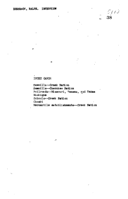 DHBSBAOK. RALPH. IMTERVIEtf INEEX CARES Sawmills&mdash;Creek