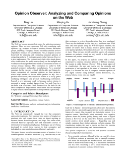 Opinion Observer: Analyzing and Comparing Opinions on the Web