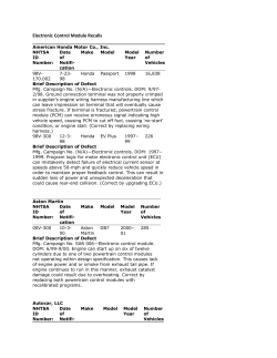 Electronic Control Module Recalls