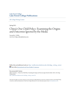 Chinaâ•Žs One Child Policy: Examining the Origins and Outcomes