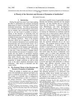A Theory of the Structure and Process of Formation of Antibodies*