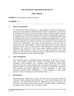 SOUTH DAKOTA BOARD OF REGENTS Policy Manual NUMBER: 1