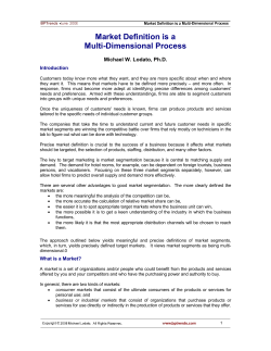Market Definition is a Multi-Dimensional Process