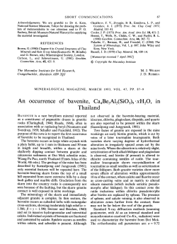 An occurrence of bavenite, Ca4Be2A12(SiO3)9.xH20, in Thailand