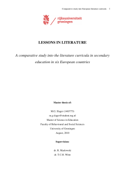 Lessons in literature - Literary framework for European teachers