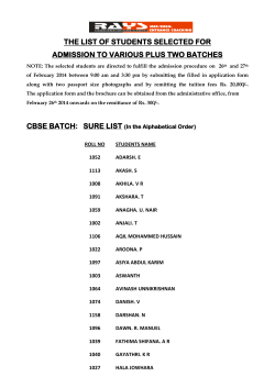 the list of students selected for admission to various plus two batches