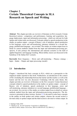 Certain Theoretical Concepts in SLA Research on Speech and Writing