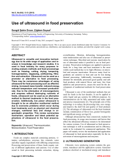 Use of ultrasound in food preservation