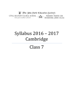 Syllabus 2016 &ndash; 2017 Cambridge Class 7