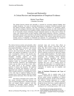 Emotion and Rationality