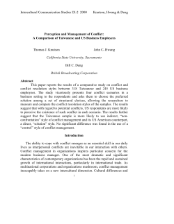 Perception and Management of Conflict: A Comparison of