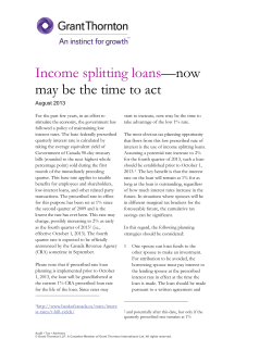 Income splitting loans&mdash;now may be the time to act