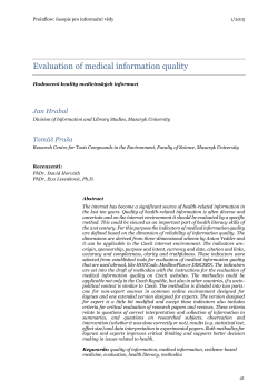 Evaluation of medical information quality