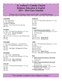 St. Anthony`s Catholic Church Religious Education in English 2013