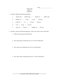 CHEM 1004 Quiz #3 Spring 2011 1. (5 points) B