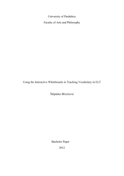 University of Pardubice Faculty of Arts and Philosophy Using the