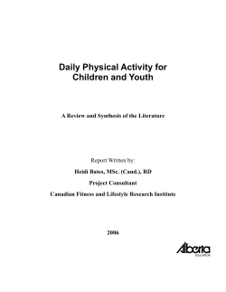 Daily Physical Activity for Children and Youth