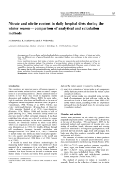 Nitrate and nitrite content in daily hospital diets during the