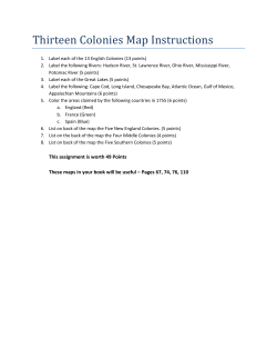 Thirteen Colonies Map Instructions