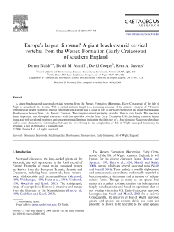Europe`s largest dinosaur? A giant brachiosaurid cervical vertebra