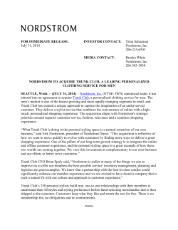 FOR IMMEDIATE RELEASE: INVESTOR CONTACT: Trina