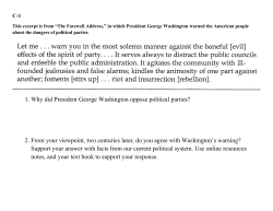 1. Why did President George Washington oppose political parties? 2