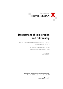 Department of Immigration and Citizenship&mdash;Report into referred