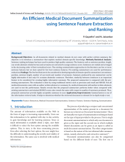 An Efficient Medical Document Summarization using Sentence