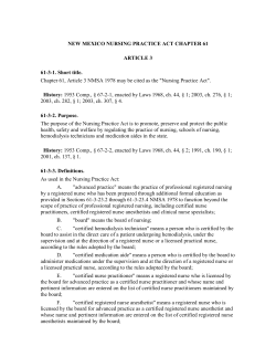 NEW MEXICO NURSING PRACTICE ACT CHAPTER 61
